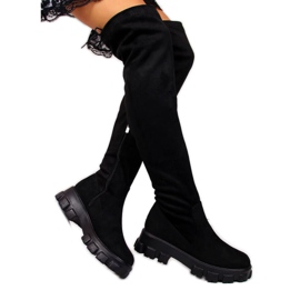 Fekete csizma a Navy Dot W WOL12 platformon Fekete csizma a Navy Dot W WOL12 platformon