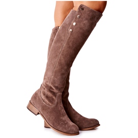 Lewski Shoes Velúr bőrcsizma Föld velúr 2840 bézs