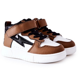 FR1 Gyermek magas sportcipő, fehér és barna Bartnie fekete