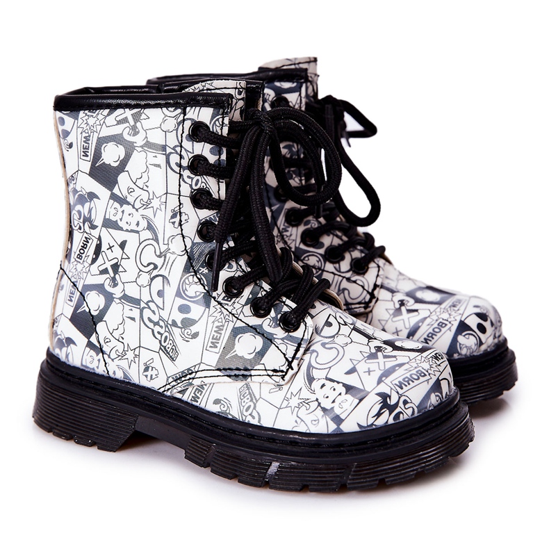 FR1 Gyermek fekete -fehér Dexie meleg csizma cipzárral