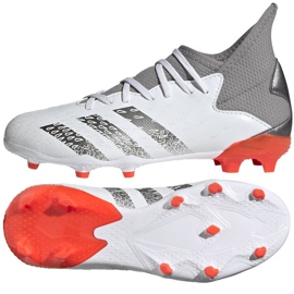 Adidas Predator Freak.3 Fg Jr FY6280 futballcipő fehér, fehér, szürke / ezüst fehér