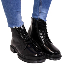 Bőr lakkbőr csizma Filippo W PAW278B fekete bézs fehér