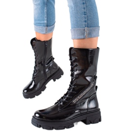 Sergio Leone dekoratív cipzárral ellátott csizma fekete