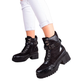 Queen Vivi Fűzős munkások csattal fekete