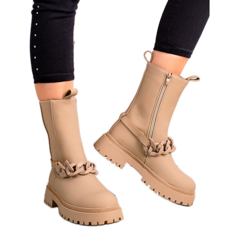 TRENDI Bézs színű dolgozók dekoratív csíkkal