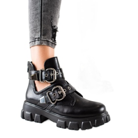 Bestelle Platform csizma csatokkal fekete
