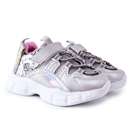 PJ2 Gyermek sportcipő tépőzáras ezüst Vibóval