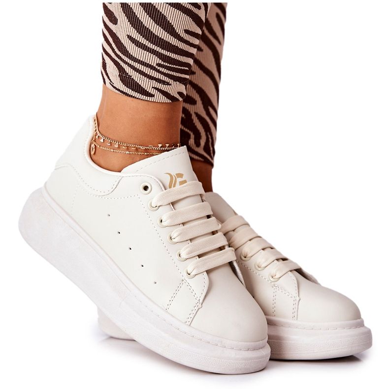 Bőr sportcipő bézs Lemmy platformon