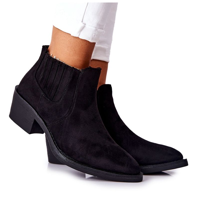 Fekete Velúr Slip-on csizma Assanella Fekete Velúr Slip-on csizma Assanella