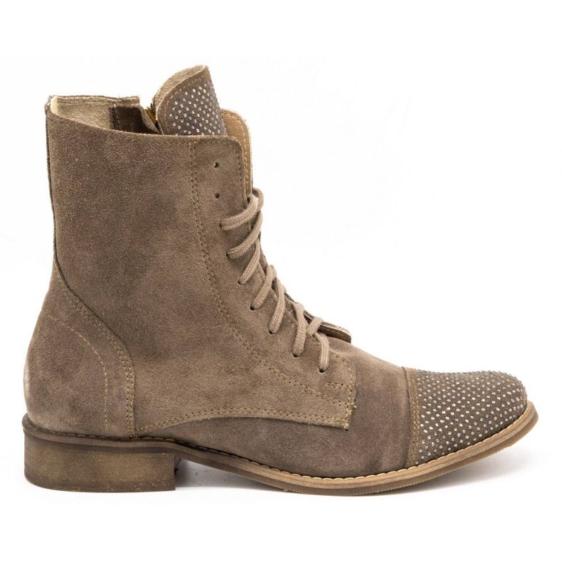 Exquisite Női bőrcsizma flitterekkel 1259EX bézs