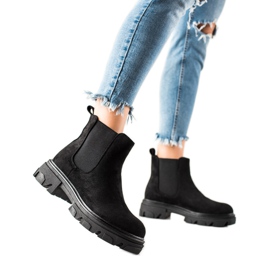 TRENDI Suede Chelsea csizma a platformon fekete