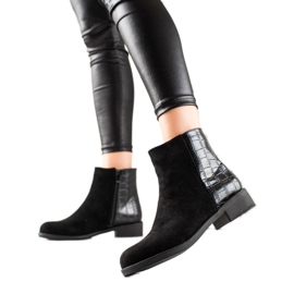 TRENDI Fekete velúr bokacsizma TRENDI Fekete velúr bokacsizma