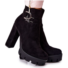 Velúr csizma magas sarkú cipő fekete Dianne