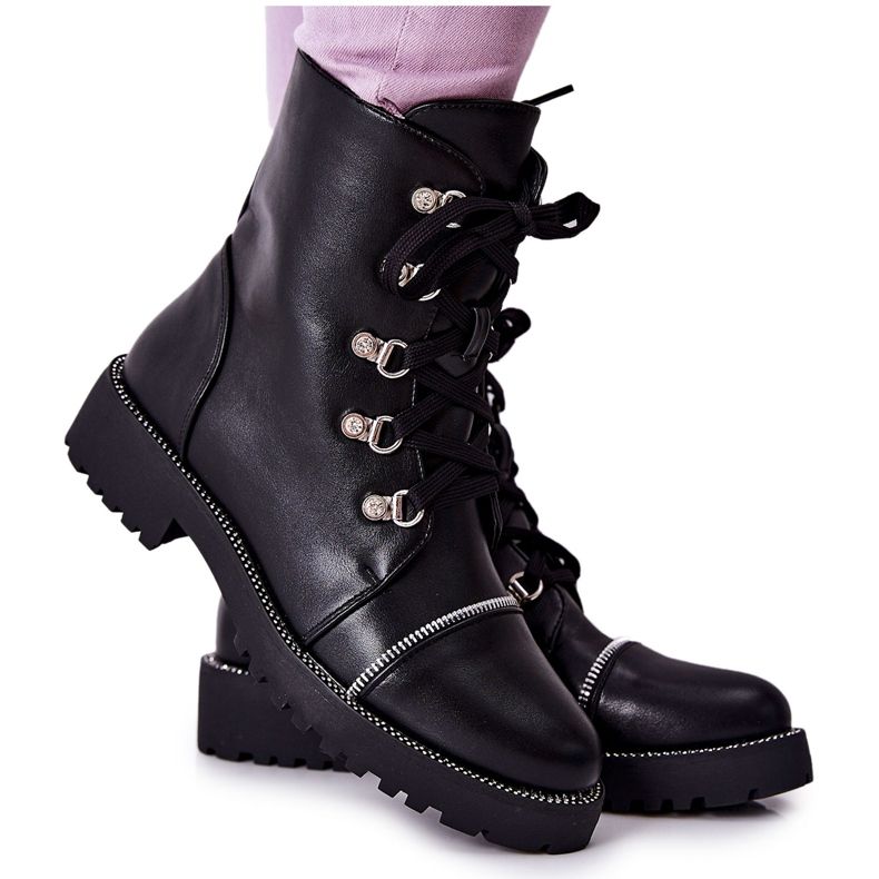 PG1 Klasszikus fekete Daiane kötött bőrcsizma