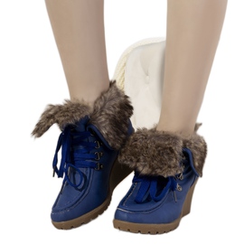 Kék ékes csizma Callas szőrmével