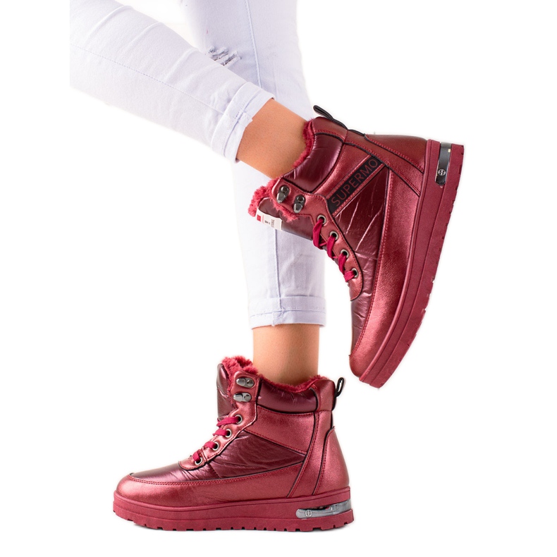 TRENDI Hócsizma Glitter Supermo-val piros