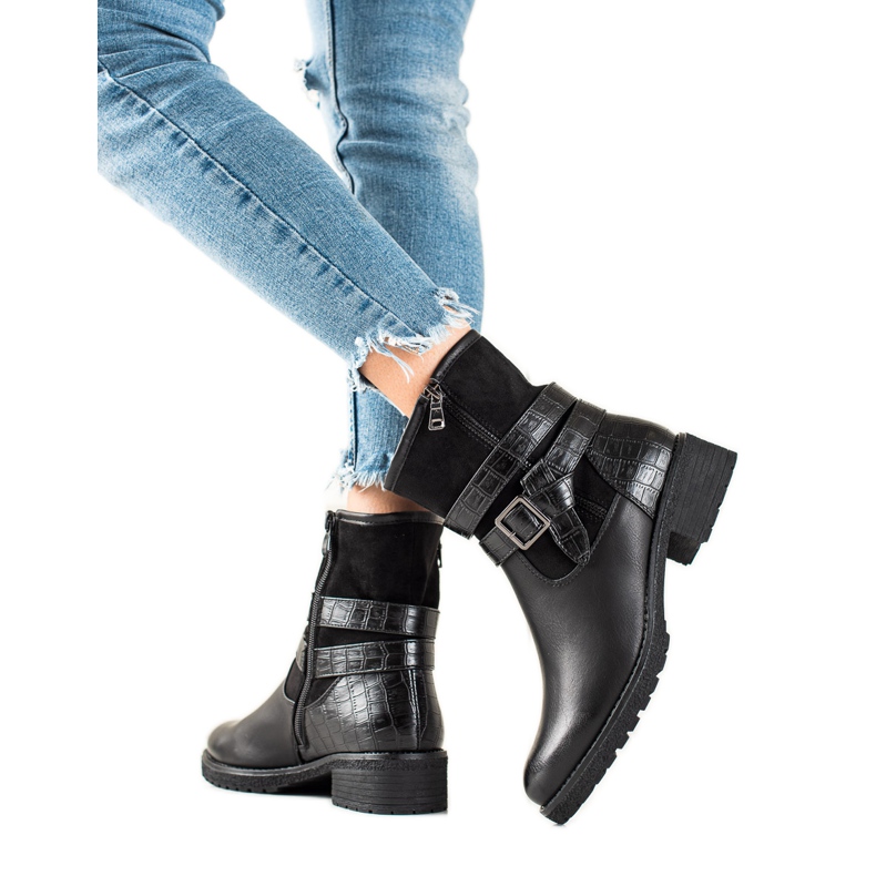 Super Mode Fekete klasszikus munkások csattal