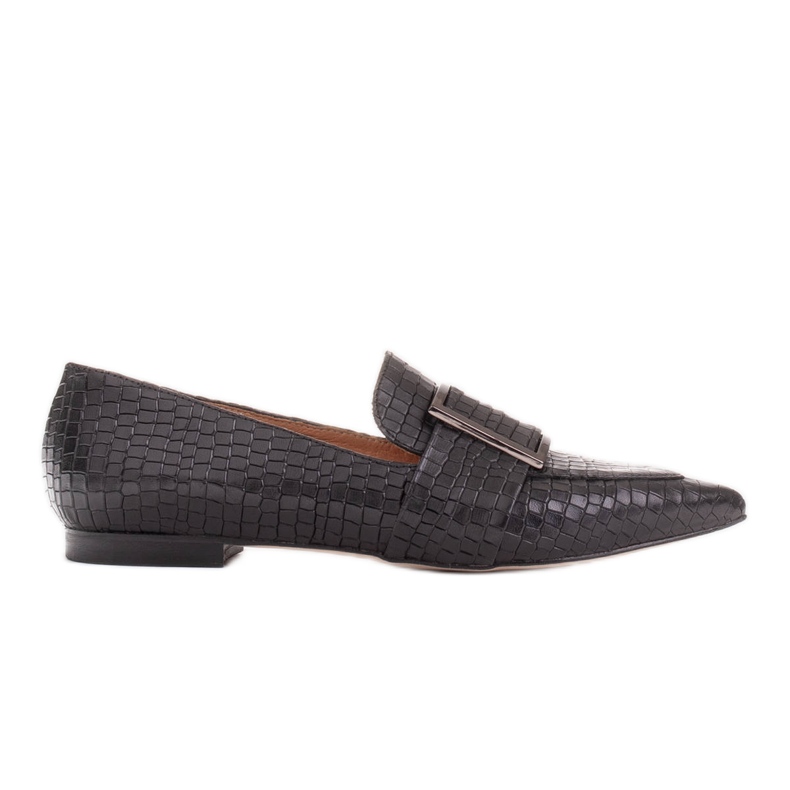 Marco Shoes Croco balerinák nagy csattal fekete