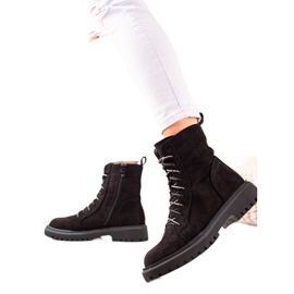 TRENDI Fekete fűzős csizma TRENDI Fekete fűzős csizma