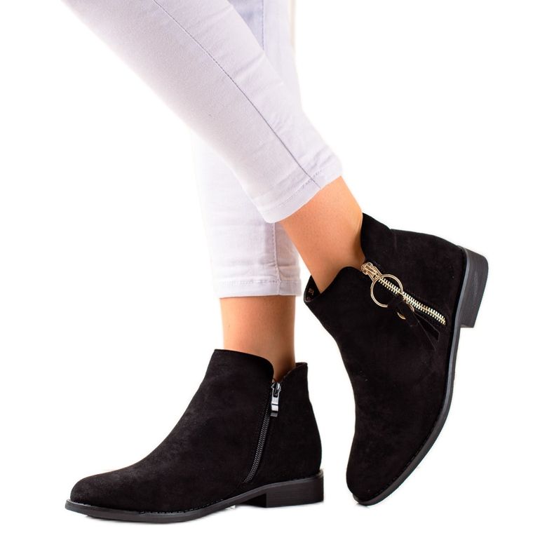 Super Me Arany cipzárral ellátott csizma fekete