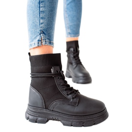 TRENDI Fűzős fekete bokacsizma TRENDI Fűzős fekete bokacsizma