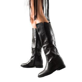 TRENDI Eco-bőr csizma fekete