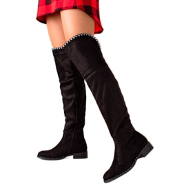 Lucky Shoes Ezüst díszekkel díszített csizma fekete Lucky Shoes Ezüst díszekkel díszített csizma fekete