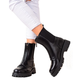 TRENDI Meleg csizma cipzárral fekete