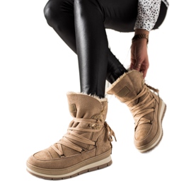 TRENDI Barna velúr hócsizma bézs TRENDI Barna velúr hócsizma bézs