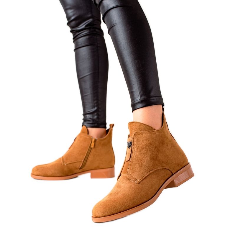 Camo Meleg csizma cipzárral barna sárga