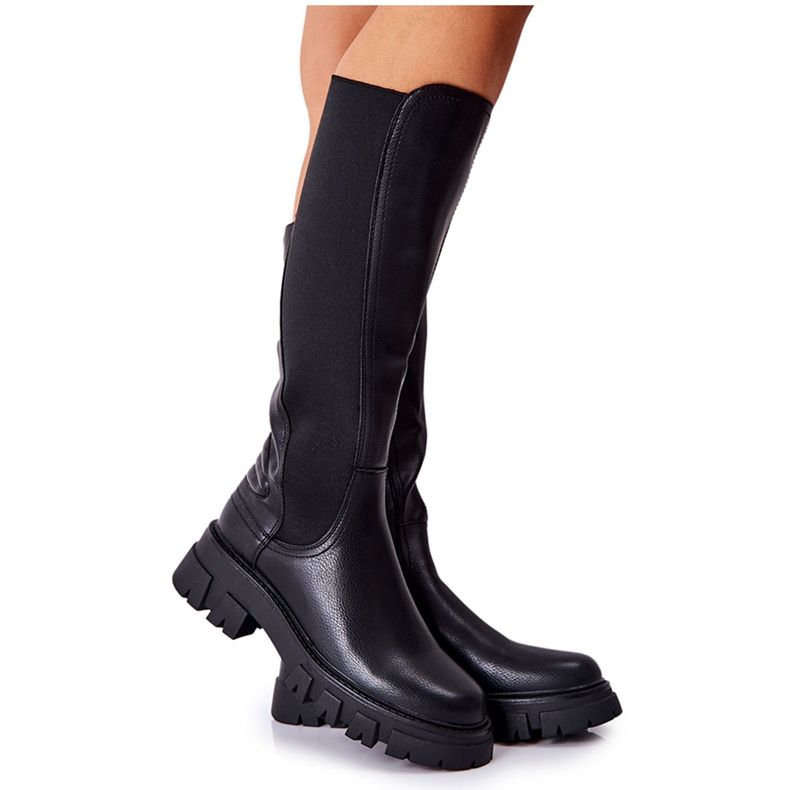 Sergio Leone Bőr csizma fekete Ampine cipzárral