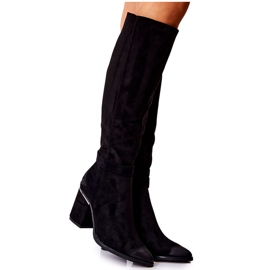 POTOCKI Velúr Csizma Egy Bar Black Corises fekete