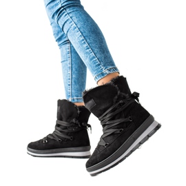 TRENDI Fekete velúr hócsizma