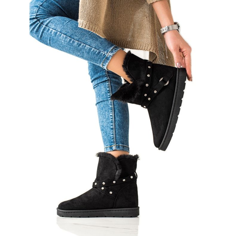 TRENDI Fekete Mukluki cirkóniával