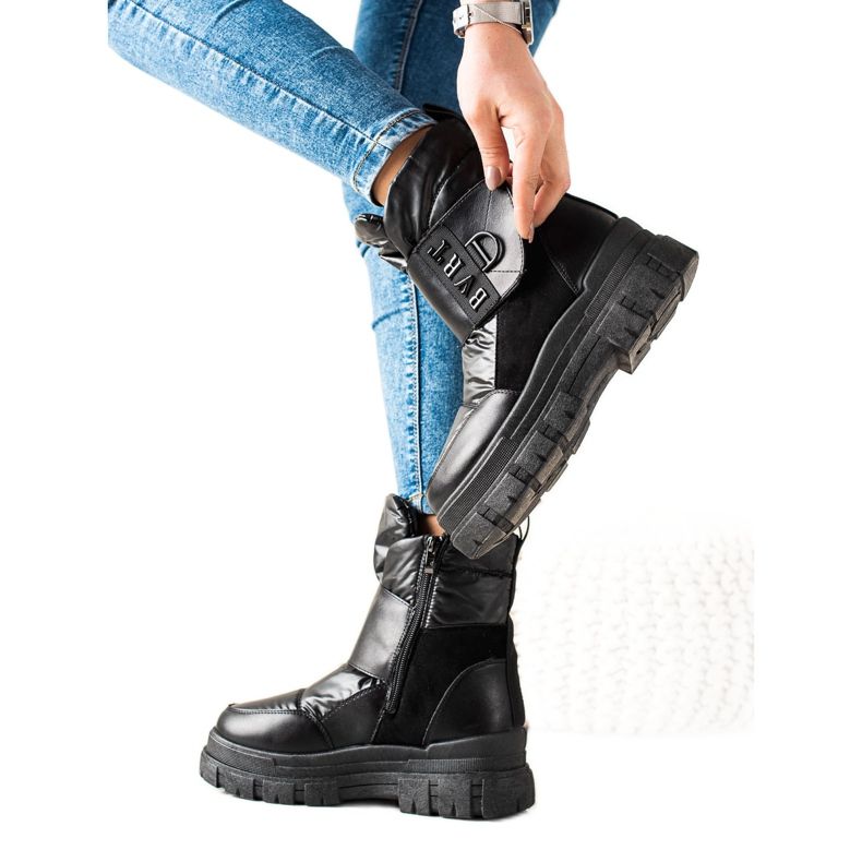 TRENDI Meleg hócsizma tépőzárral fekete