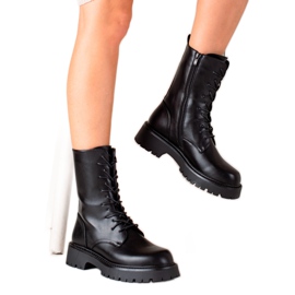 Bona Fekete csizma Traper Eco bőrrel