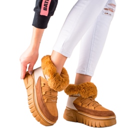 TRENDI Hó Csizma A Platformon Szőrmével bézs barna