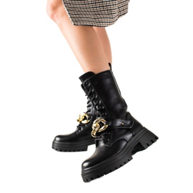 Seastar Magas csizma, trapper divat fekete