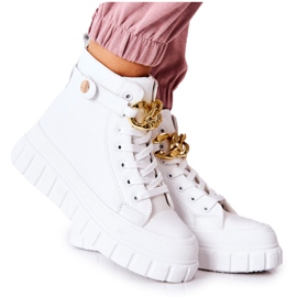 Magas Cipők A White Standies Platformon fehér aranysárga