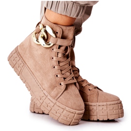 Magas Cipők Egy Sötétbézs Evenia Platformon khaki Magas Cipők Egy Sötétbézs Evenia Platformon khaki