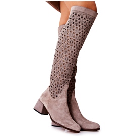 PA2 Velúr csizma áttört mintával, világosbarna Hekilea PA2 Velúr csizma áttört mintával, világosbarna Hekilea