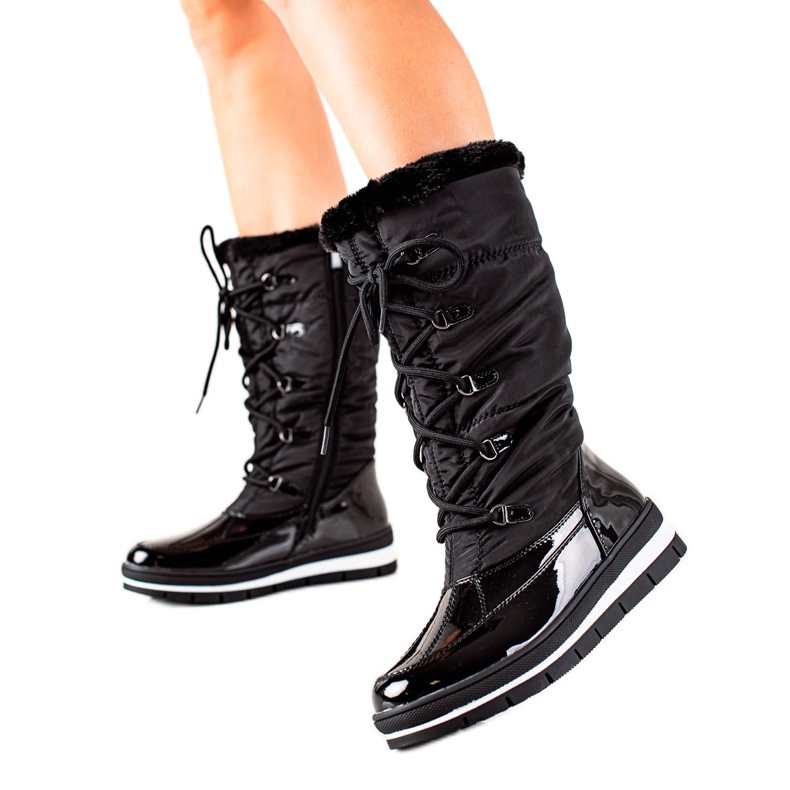 TRENDI Havas Csizma Szőrmével fekete