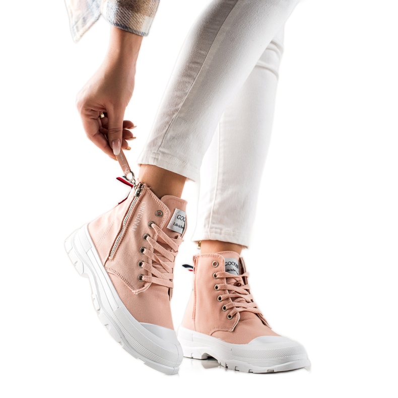 Goodin Cipők dekoratív cipzárral rózsaszín