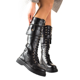 Groto Gogo Fűzős munkáscsizma zsebbel fekete Groto Gogo Fűzős munkáscsizma zsebbel fekete