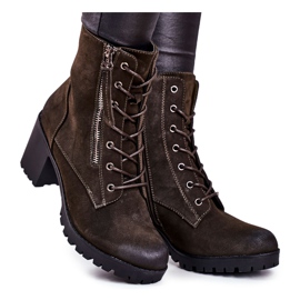 S.Barski Női csizma a sarkán Meleg Khaki Vimen