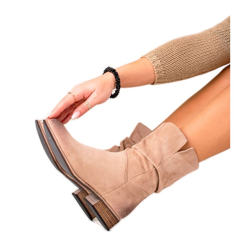 Evento Velúr cowboy csizma bézs