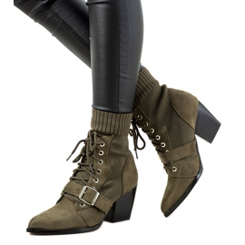 Zöld női zoknis csizma az Arenastól khaki