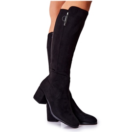 PG1 Velúr csizma Fekete Magnizio cipzárral