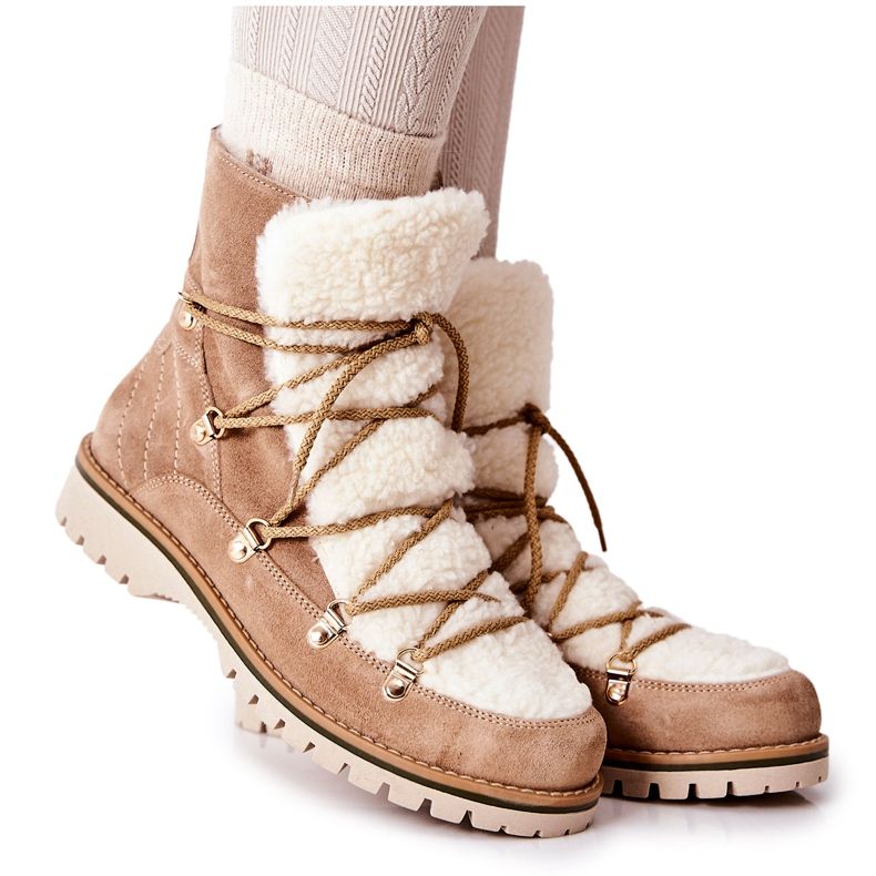 Meleg csizma Trappers Beige Jiliana bézs