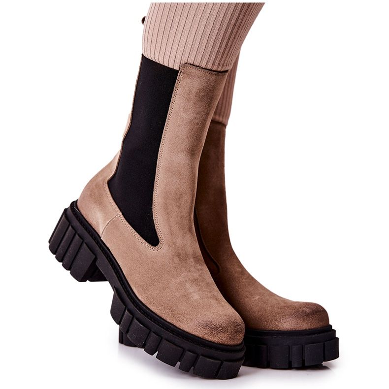 Bőrcsizma Workers Laura Messi Sötétbézs 2421 barna